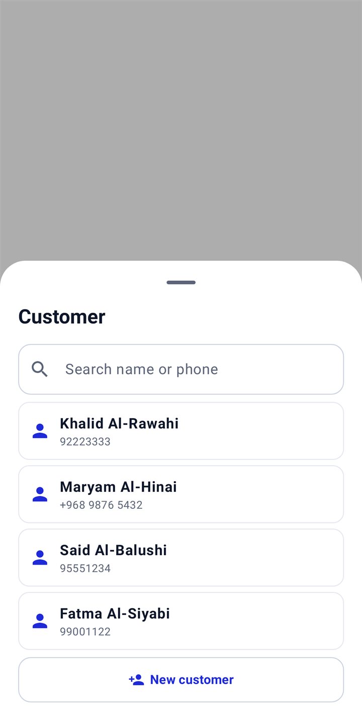 Choose or add a customer