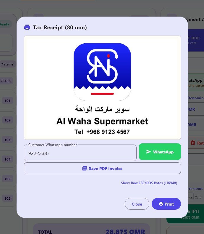 Receipt with WhatsApp send